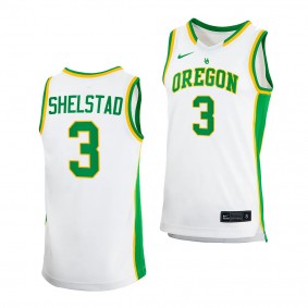 Jackson Shelstad #3 Oregon Ducks College Basketball Jersey 2023-24 White