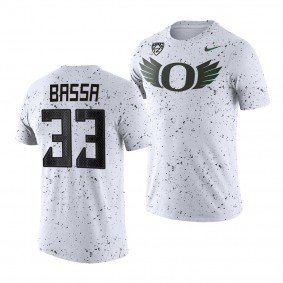 Jeffrey Bassa T-Shirt Oregon Ducks #33 White Eggshell Football Men's Tee