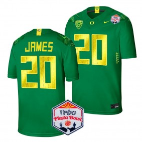 Jordan James 2024 Fiesta Bowl Oregon Ducks #20 Jersey Green Men's Limited Football Shirt