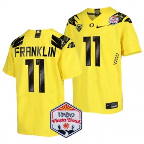 Men's Troy Franklin Oregon Ducks 2024 Fiesta Bowl Yellow #11 College Football Playoff Jersey