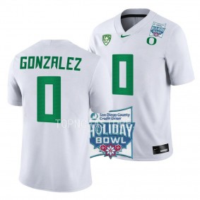 Bucky Irving Oregon Ducks 2022 Holiday Bowl White Game Football Jersey