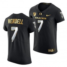 CJ Verdell #7 Oregon Ducks Black Champions Golden Edition Jersey 2021-22 Elite Football